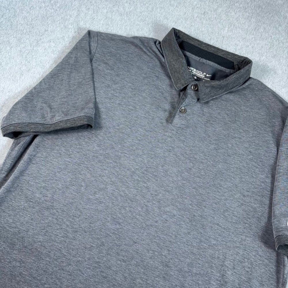 Nike Golf Polo Shirt Mens L Gray Heathered Dri-FIT Tour Performance Short Sleeve